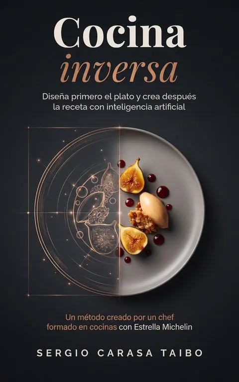 Portada de Cocina inversa, de Sergio Carasa Taibo: un plato de higos mitad dibujo, mitad fotografía